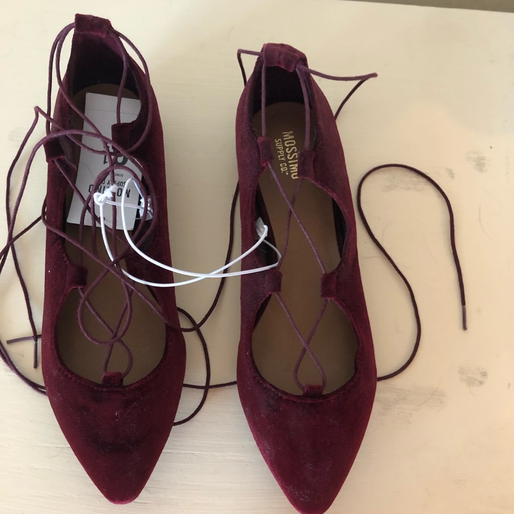 Maroon Faux Suede Flats